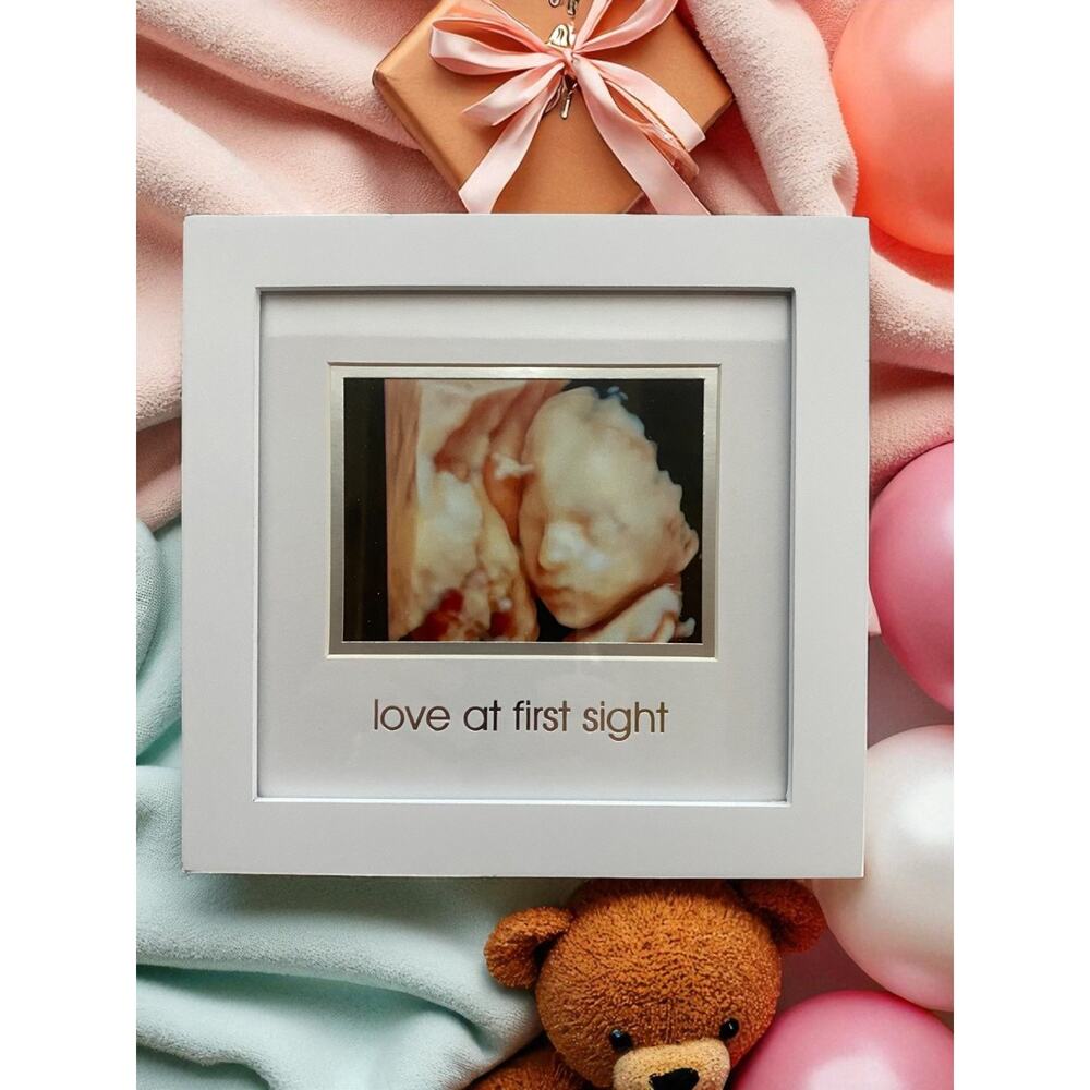 Pearhead Love at First Sight Sonogram Frame Ultrasound Nursery Decor 6.75x6.75